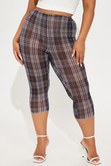 Tell Me Everything Gingham Mesh Legging - Black