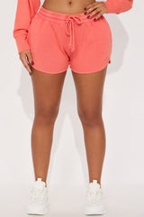 The Washed Sweat Shorts - Coral