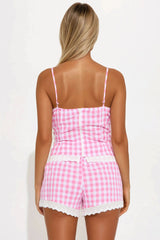 Sweet Caroline Gingham Short Set - Pink/combo