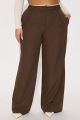 Sweet Promises Lace Trim Trouser - Brown