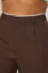 Sweet Promises Lace Trim Trouser - Brown