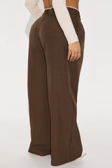Sweet Promises Lace Trim Trouser - Brown