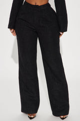 Classy Girl Tweed Wide Leg Trouser - Black