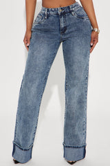 On My Radar Cuffed Wide Leg Jeans - Medium Wash