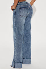 On My Radar Cuffed Wide Leg Jeans - Medium Wash