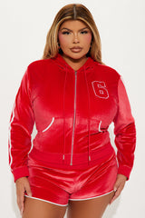 Sarah Velour Micro Short Set - Red