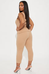 The Mia Double Lined Ponte Capri Set - Tan