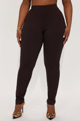 Trina Lace Trim Legging - Chocolate
