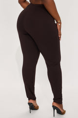 Trina Lace Trim Legging - Chocolate