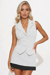 Veronica Vest Mini Skirt Set - White/combo