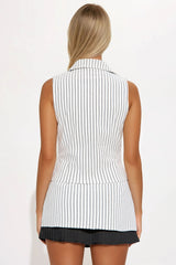 Veronica Vest Mini Skirt Set - White/combo