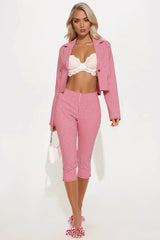 Mariana Gingham Blazer Capri Set - Red/combo