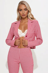 Mariana Gingham Blazer Capri Set - Red/combo