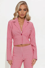 Mariana Gingham Blazer Capri Set - Red/combo