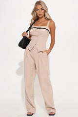 Tiana Vest Pant Set - Taupe
