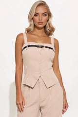 Tiana Vest Pant Set - Taupe