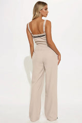 Tiana Vest Pant Set - Taupe