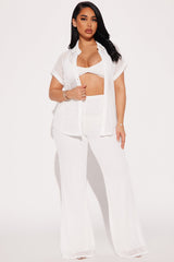 Paradise Livin' Crochet Pant Set - White