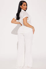 Paradise Livin' Crochet Pant Set - White