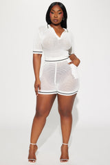 Ready To Play Crochet Short Set - White
