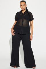 Paradise Livin' Crochet Pant Set - Black