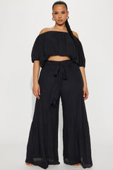 Take Me On A Vacay Pant Set - Black