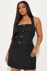 Olivia Tweed Skirt Set - Black
