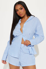 Sara Striped Short Set - Blue