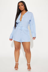 Sara Striped Short Set - Blue