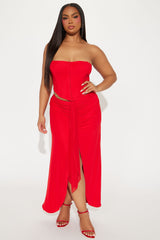 Sophisticated Spark Midi Skirt Set - Red