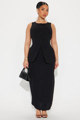 Alina Vest And Maxi Skirt Set - Black