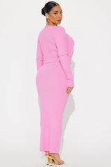 Rachel Ribbed 3 Piece Set - Hot Pink