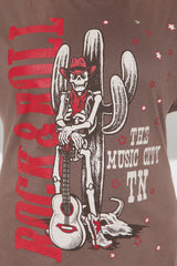 Rock & Roll Skeleton Tee - Brown