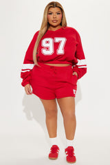 Game Time Fleece Sweatsuit Short Set - Red