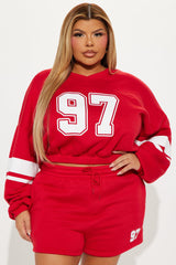 Game Time Fleece Sweatsuit Short Set - Red