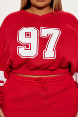 Game Time Fleece Sweatsuit Short Set - Red
