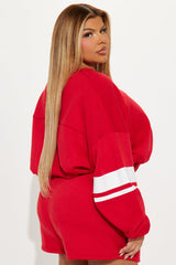 Game Time Fleece Sweatsuit Short Set - Red
