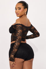 Dance All Night Lace Micro Short Set - Black