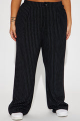 Work It Pinstripe Trouser Pant - Black
