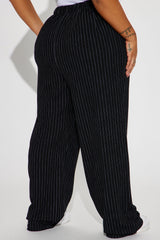 Work It Pinstripe Trouser Pant - Black