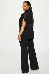 Paradise Livin' Crochet Pant Set - Black