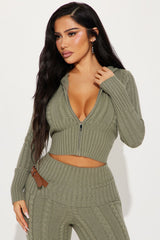 Weekend Flirt Sweater Pant Set - Olive
