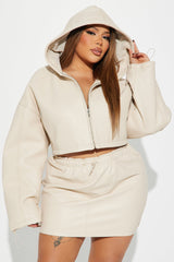 Kelly Faux Leather Skirt Set - Cream