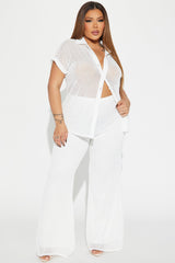 Paradise Livin' Crochet Pant Set - White