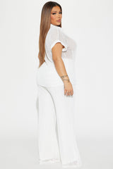 Paradise Livin' Crochet Pant Set - White