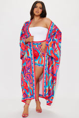Forever With You Kimono Short Set - Fuchsia/combo