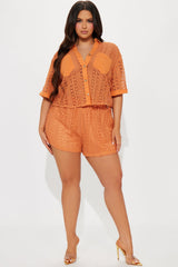 Meet At Dawn Crochet Short Set - Rust