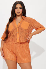 Meet At Dawn Crochet Short Set - Rust