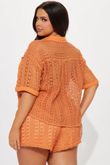 Meet At Dawn Crochet Short Set - Rust