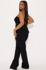 Olivia Ponte Belted Pant Set - Black